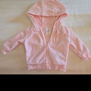 Carters Simple Light Pink Girls Fleece Jacket with Bow 0-3M